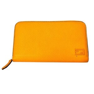 Fendi Leather zip around long Wallet Yellow
